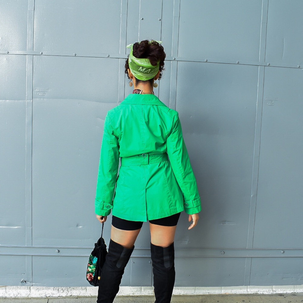 Faded Glory Green Trench Coat sz M - Picture 10 of 15